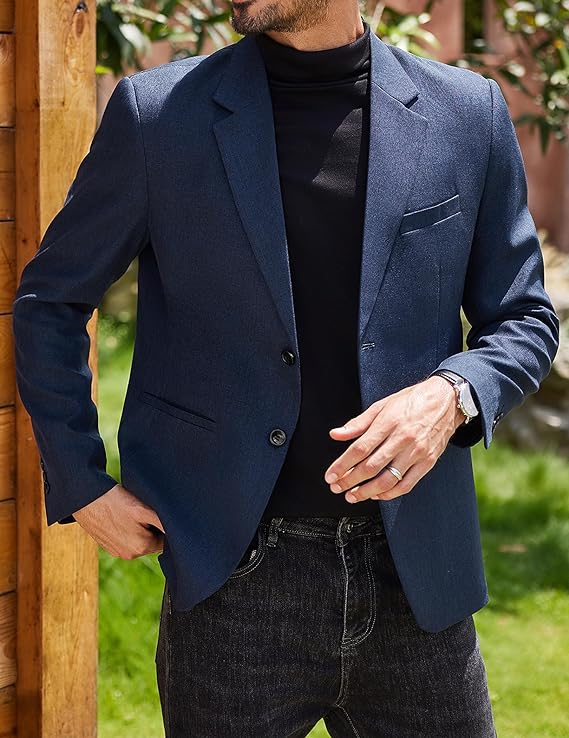 blue suit black shirt outfit example