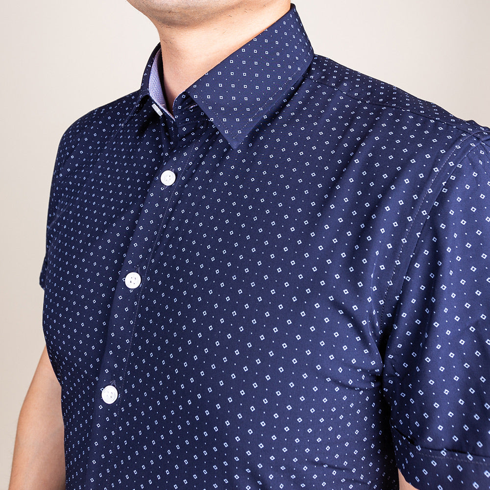 Model 5'5”, 120 lb wearing Size N2 — blue bamboo fiber slim fit