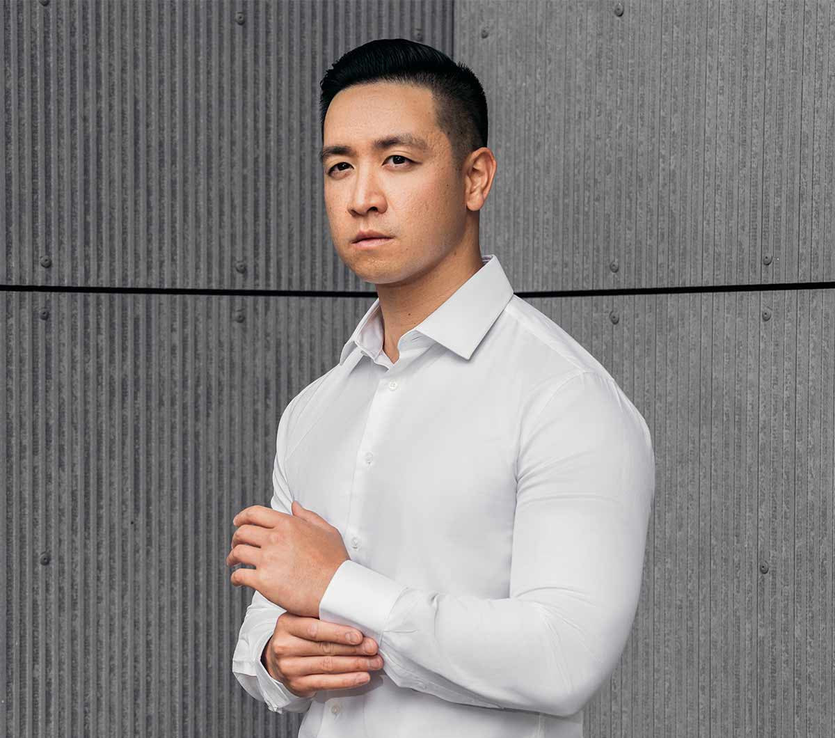 nimblemade mens dress shirts for office wear | Slim Fit White Collared Dress Shirt | Shop The Bai Men's Long Sleeve