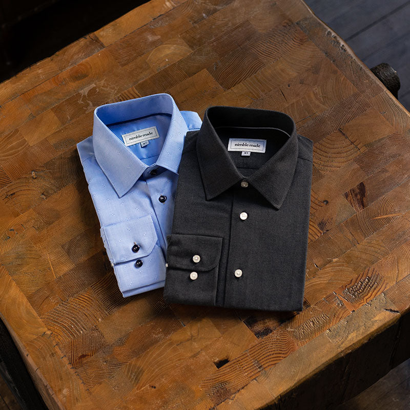 dark grey button up dress shirt on table | Slim Fit Dark Heather Grey Button Up Dress Shirt | Shop The Boro