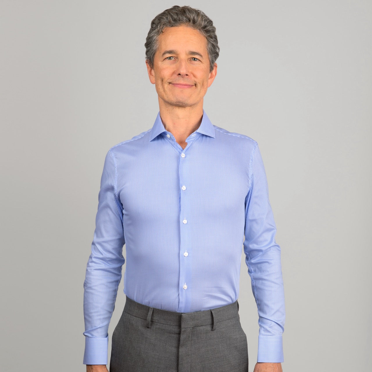 model is 5'10 155 lbs wearing size N2 in check cutaway collar shirt