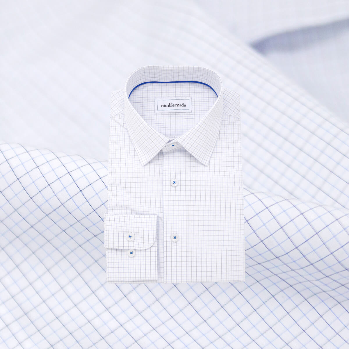 slim fit mens light blue windowpane check dress shirt collar button up long sleeve