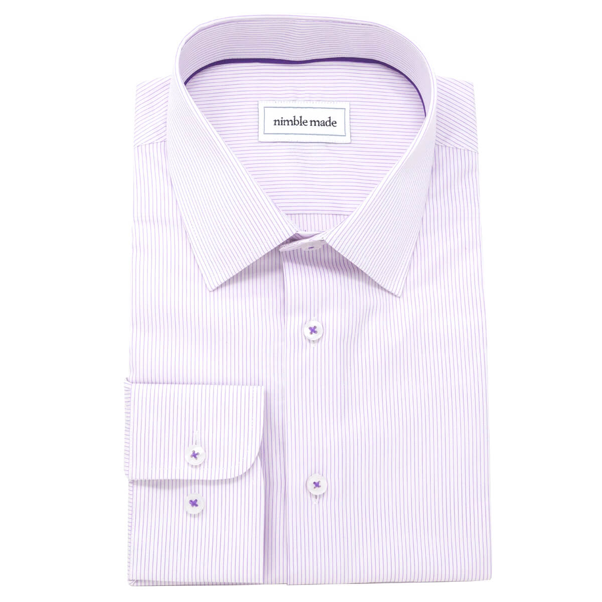 Men's Slim Fit Light Purple Stripe Twill Dress Shirt Size N1 Men's Slim Fit Light Purple Stripe Twill Dress Shirt Size N1