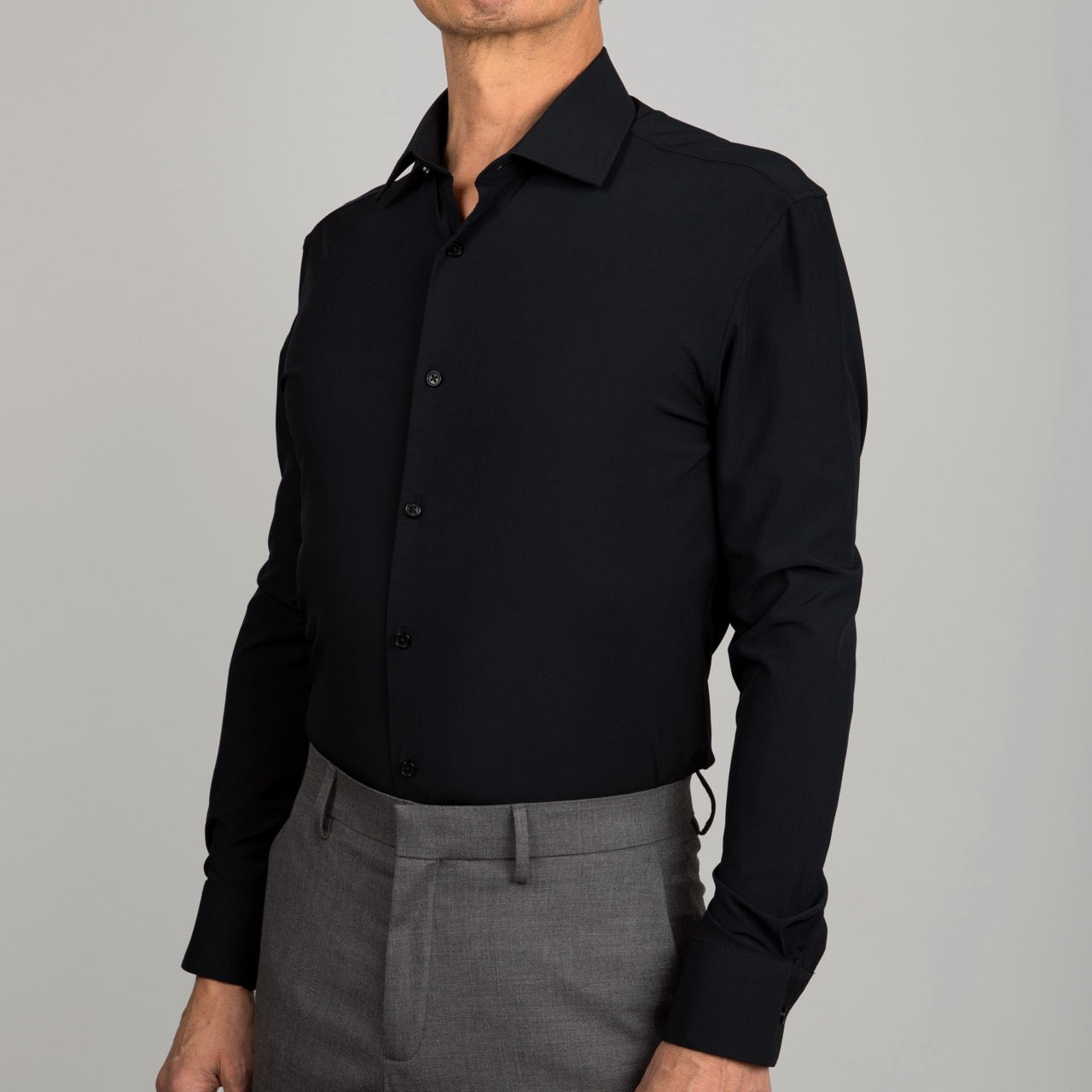 model is 5'1" and 155 lbs wearing size n2 in nylon spandex smooth weave slim fit fabric