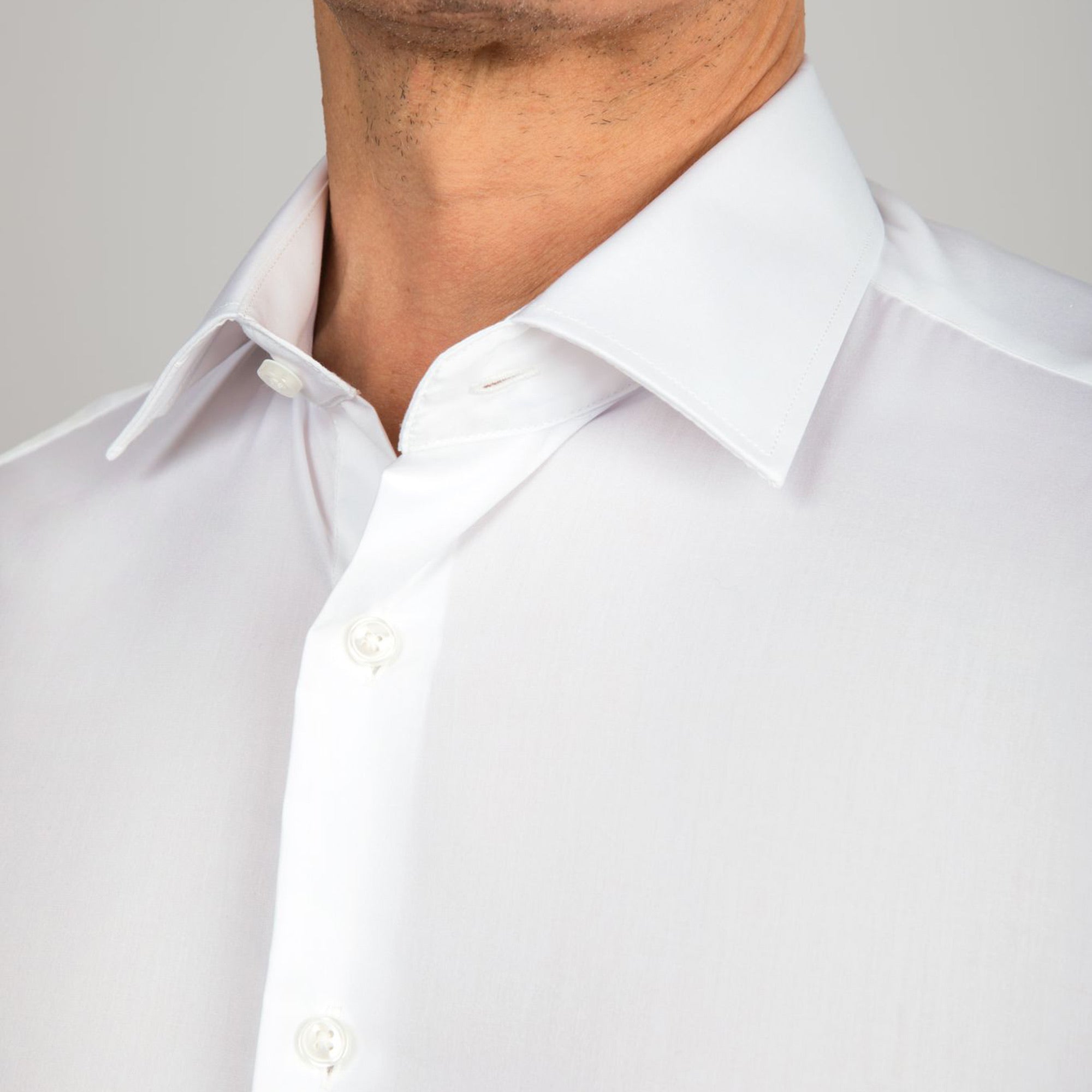 solid white dress shirt broadcloth for slim men business professional roll up sleeves | Classic Slim Fit White Dress Shirt | Shop The Crescent Button Up