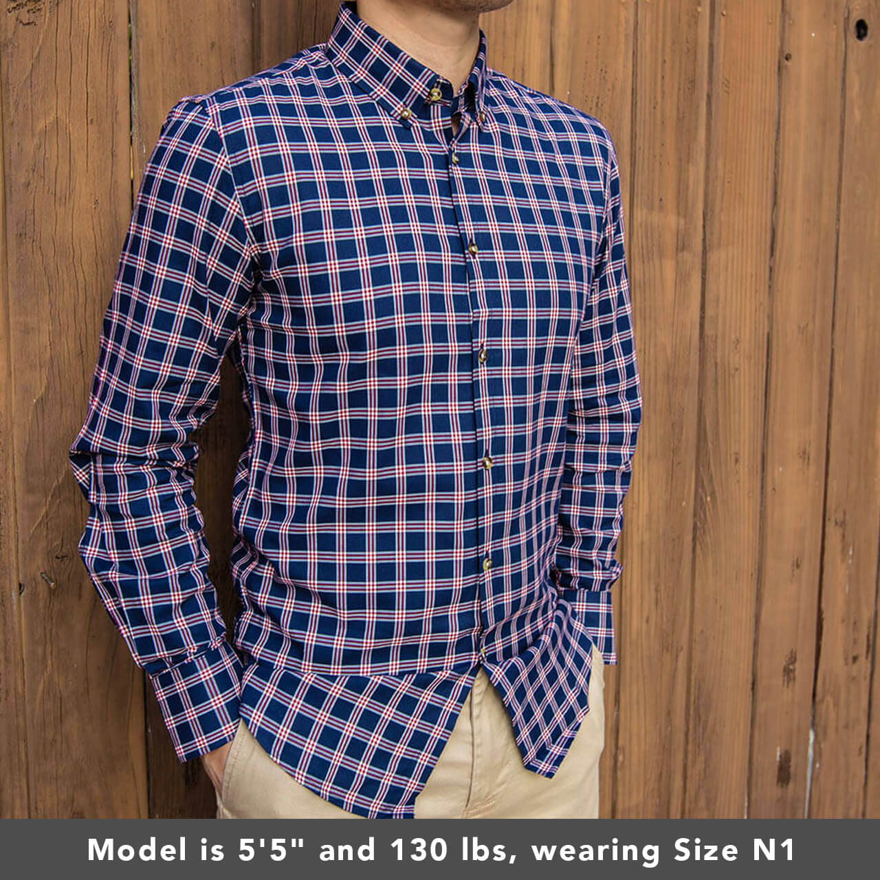 model is 5'5" 130 lbs wearing size n1 in brushed flannel slim fit