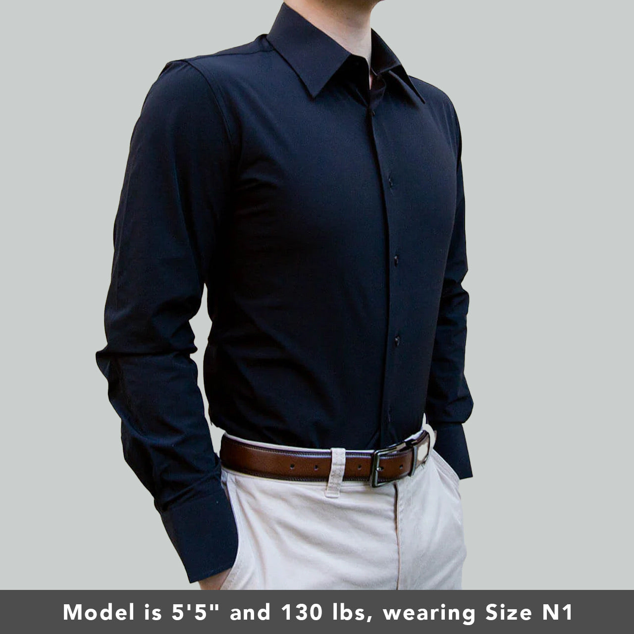 solid black non iron 4 way stretch dress shirt slim fit for men | Slim Fit Black Dress Shirt | Shop Performance Collared Button Up