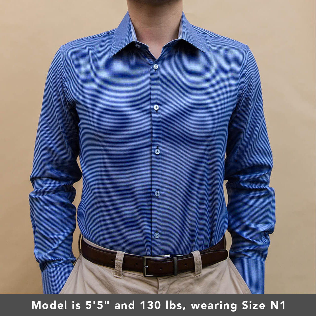 model is 5'5" and 130 lbs wearing size n1 in 100% cotton pattern weave slim fit