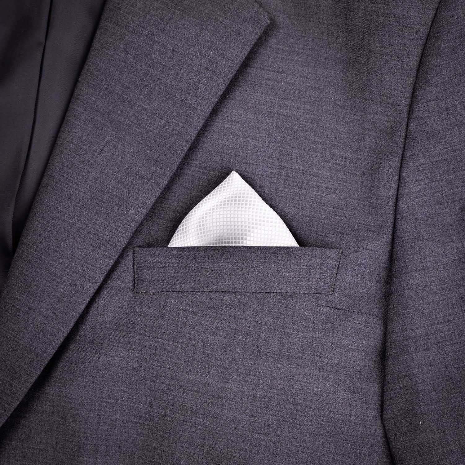 White Silk Pocket Square | Classic Men’s Handkerchief for Suits & Tuxedos