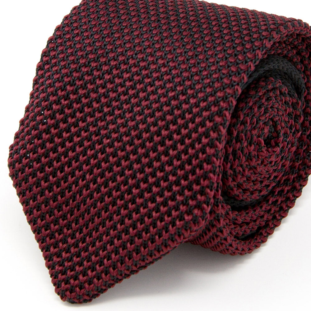 Burgundy Knit Tie | Men’s Slim Textured Necktie for Modern Style