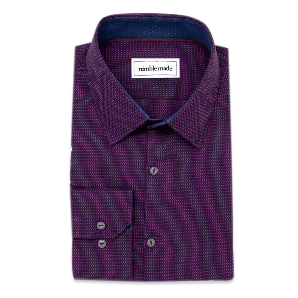 Dark Royal Purple Pattern Slim Fit Dress Shirt The Edo Nimble Made