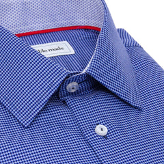 Navy Textured Patterned Dress Shirt | The Pebble