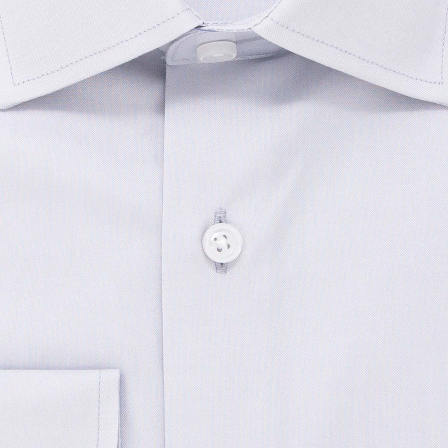 light gray mens dress shirt button and oxford fabric closeup | Slim Fit Light Gray Oxford Dress Shirt | Shop The Scholar Button Up
