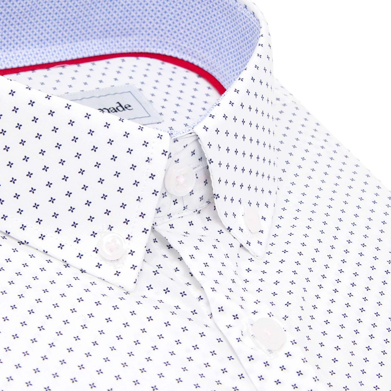 mens white dress shirts button down collar close up | Slim Fit White Dress Shirt with Pattern | Shop Collared Button Down