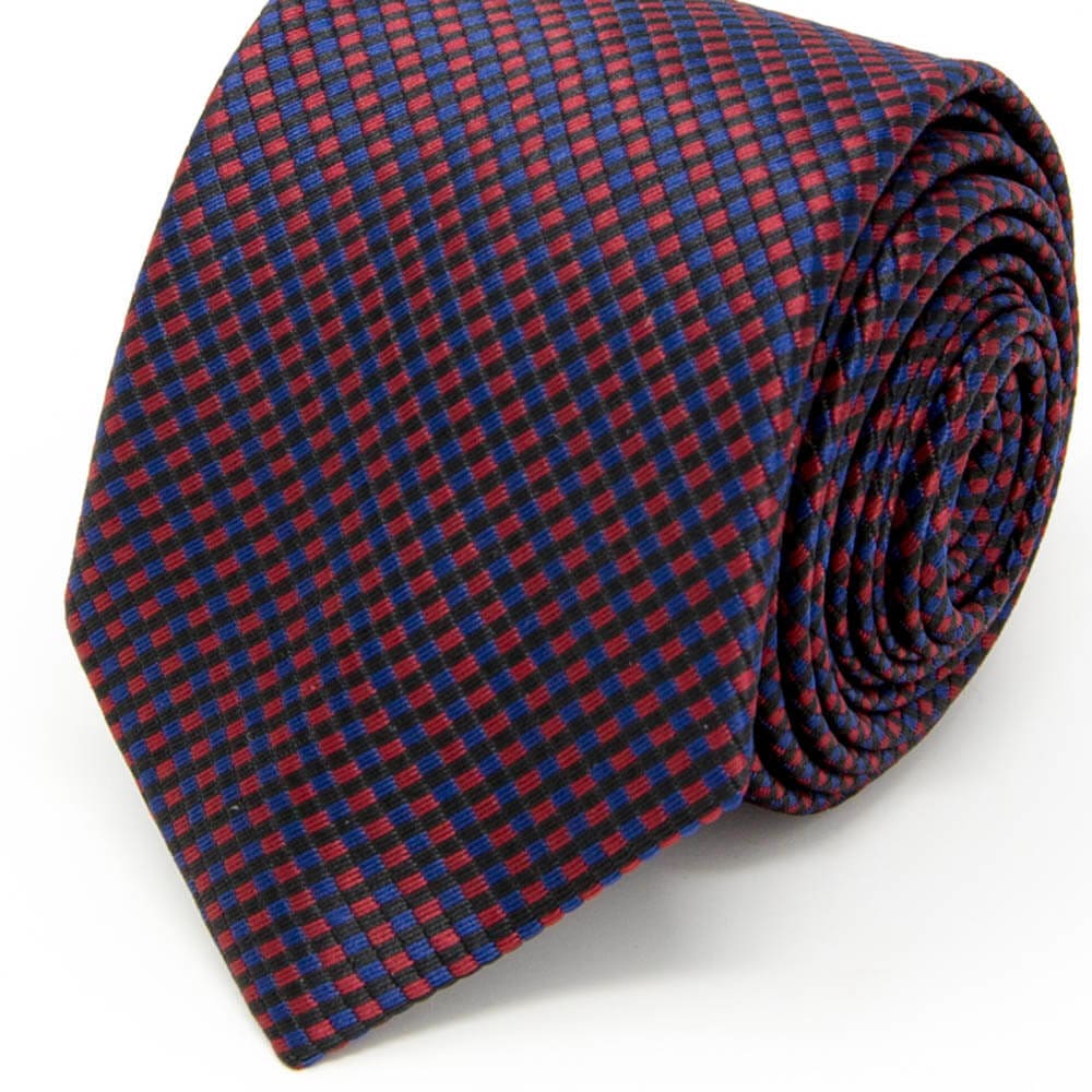 Dark Purple & Blue Checkered Tie | Men’s Slim Necktie with Plaid Pattern