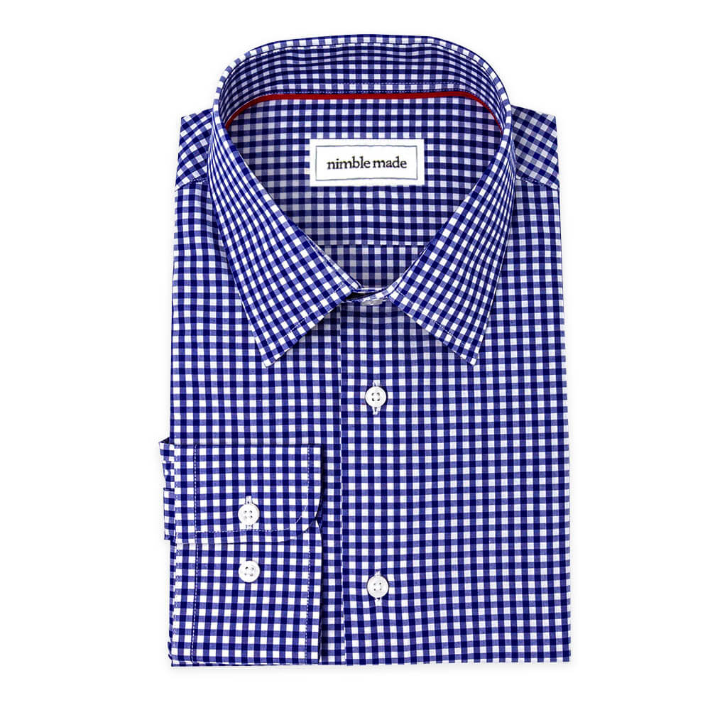 blue checkered dress shirt