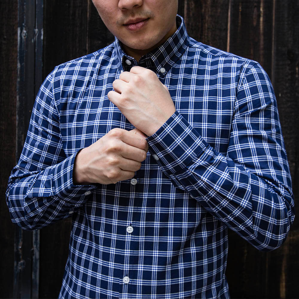 model is 5'5" 130 lbs wearing size n1 in 100% cotton brushed flannel slim fit