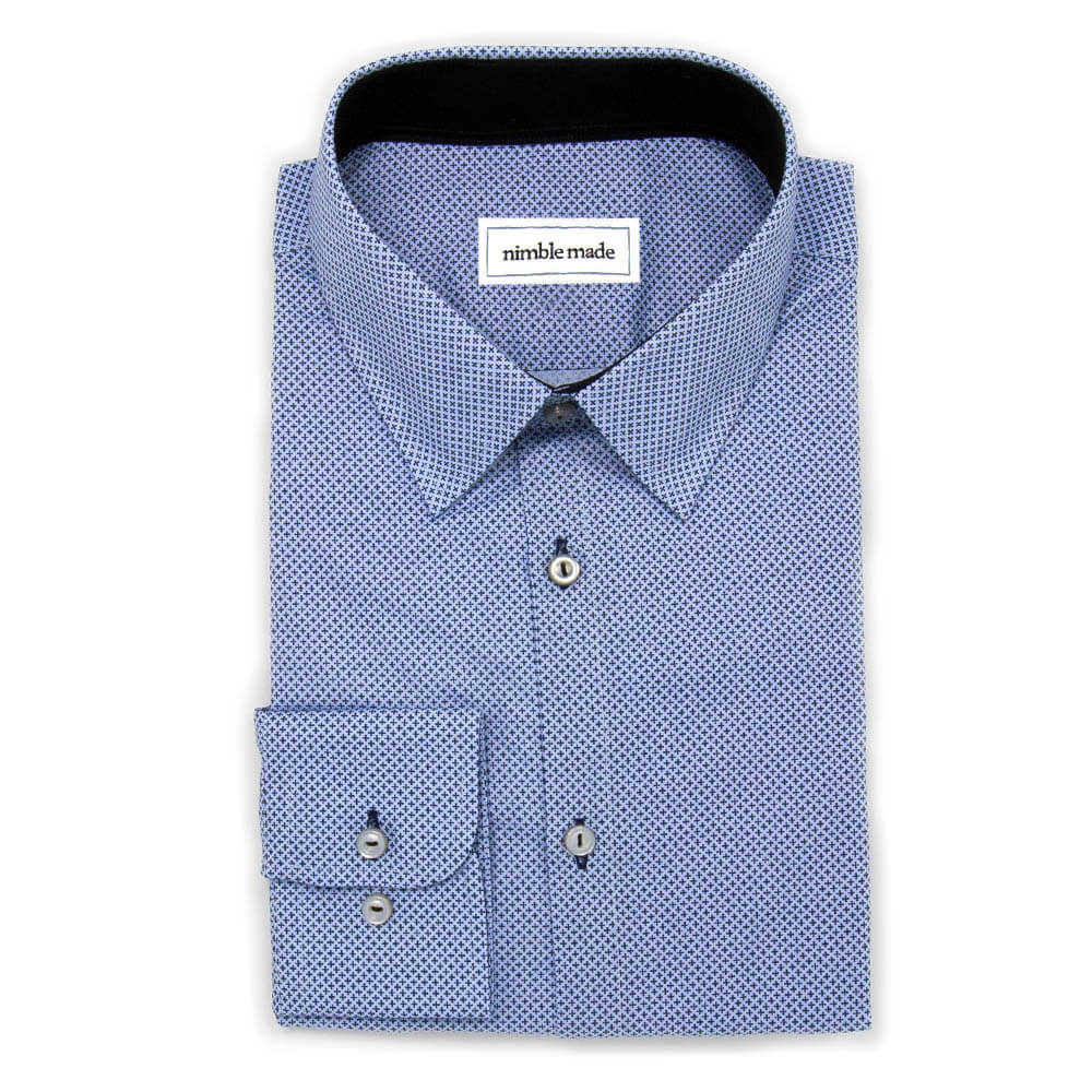 Men's Slim Fit Dark Blue Printed Dress Shirt Size N4 Men's Slim Fit Dark Blue Printed Dress Shirt Size N4