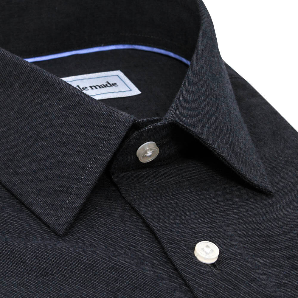 closeup of men's grey dress collared shirt | Slim Fit Dark Heather Grey Button Up Dress Shirt | Shop The Boro