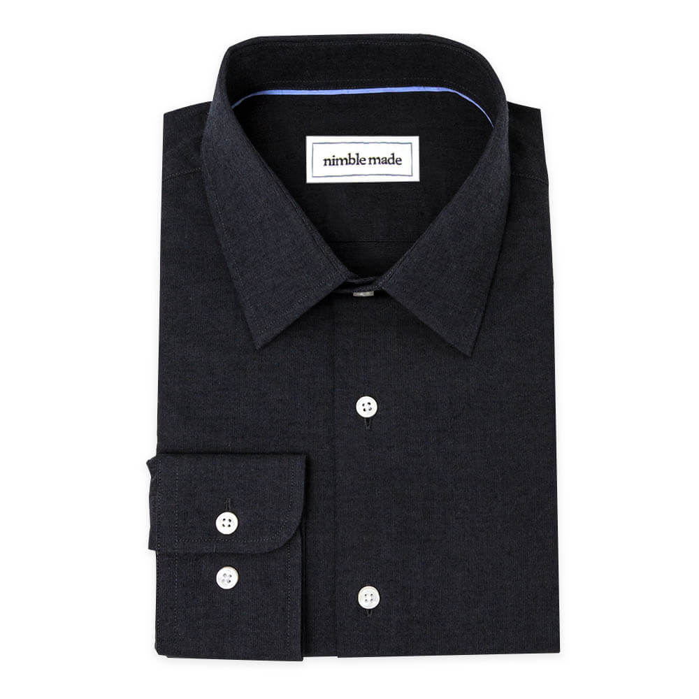 dark grey dress shirt button up and folded into a square | Slim Fit Dark Heather Grey Button Up Dress Shirt | Shop The Boro