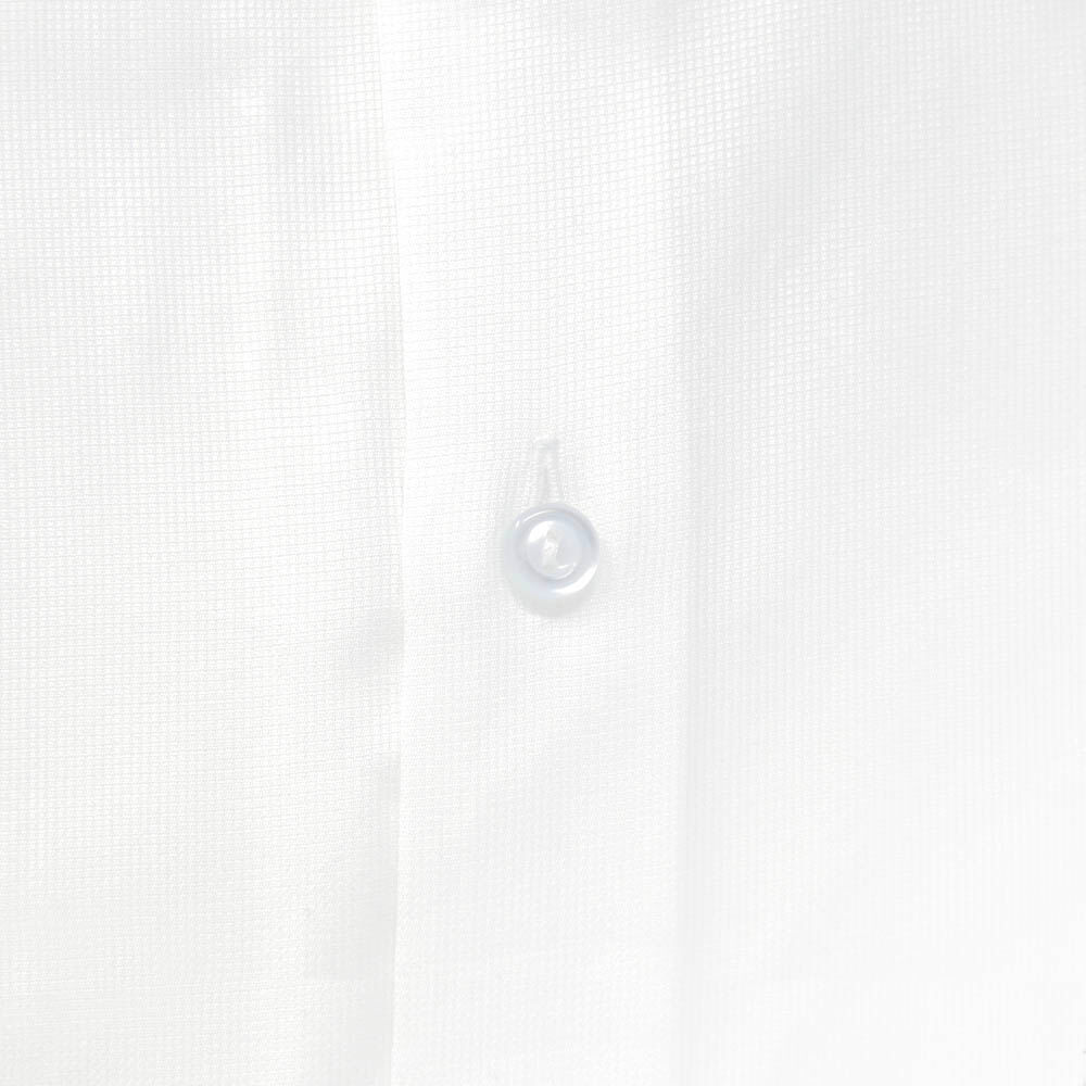 white dobby weave fabric for mens shirting closeup | Slim Fit White Collared Speckled Dress Shirt | Long Sleeve Button Up