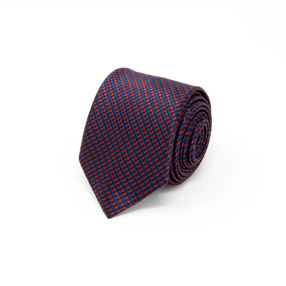 Dark Purple & Blue Checkered Tie | Men’s Slim Necktie with Plaid Pattern