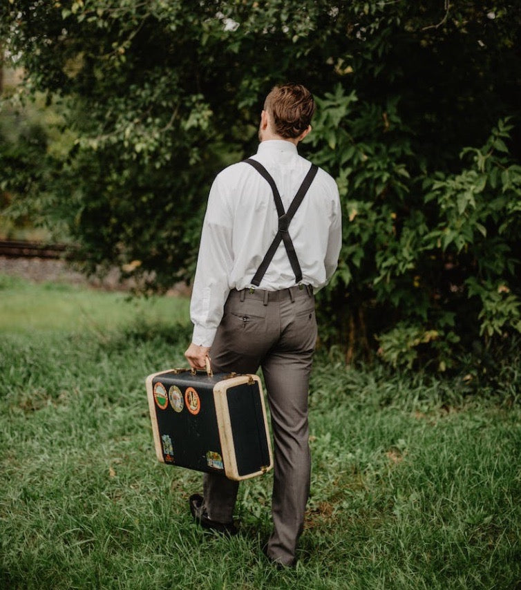 suspenders on man with vintage fashion outfit example