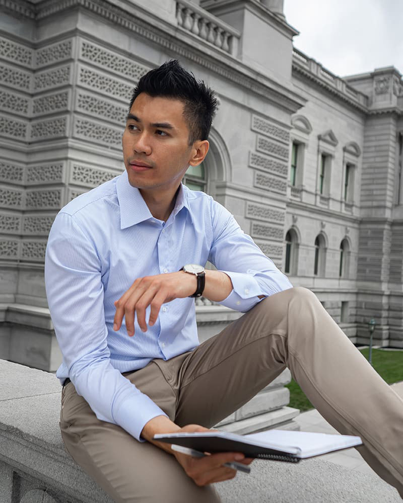 wearing an undershirt under dress shirt