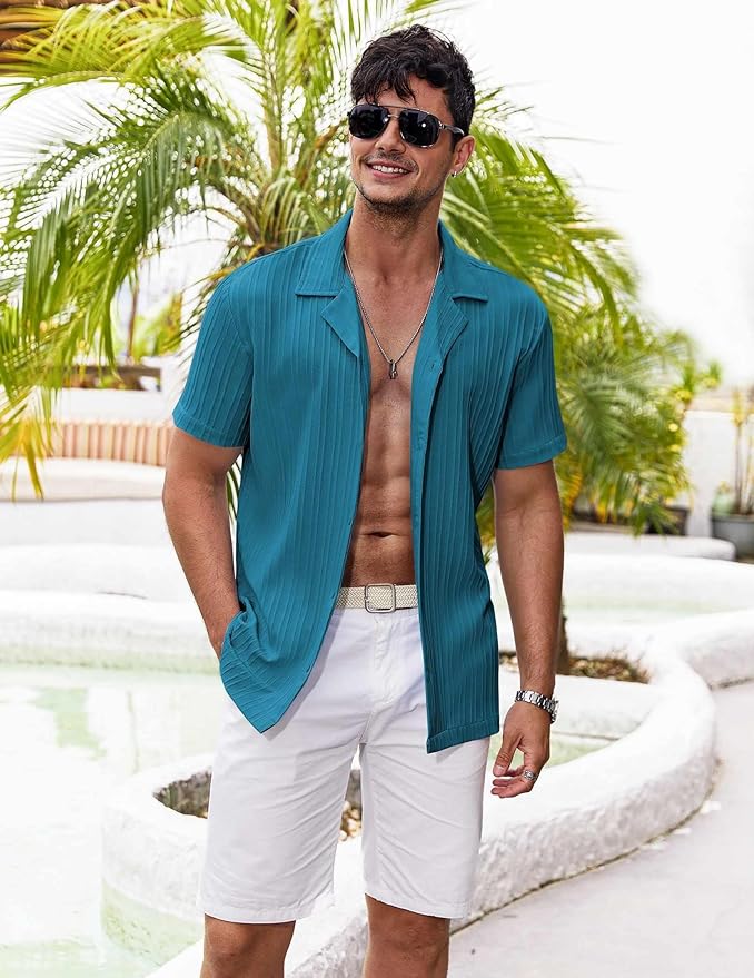 Men's casual teal color shirt