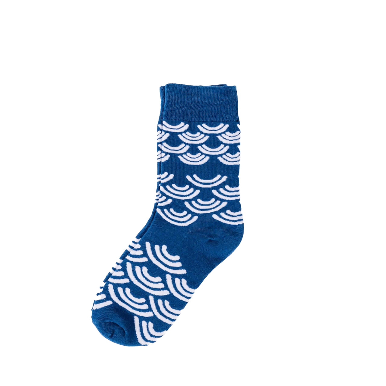 Blue Patterned White Waves Dress Socks