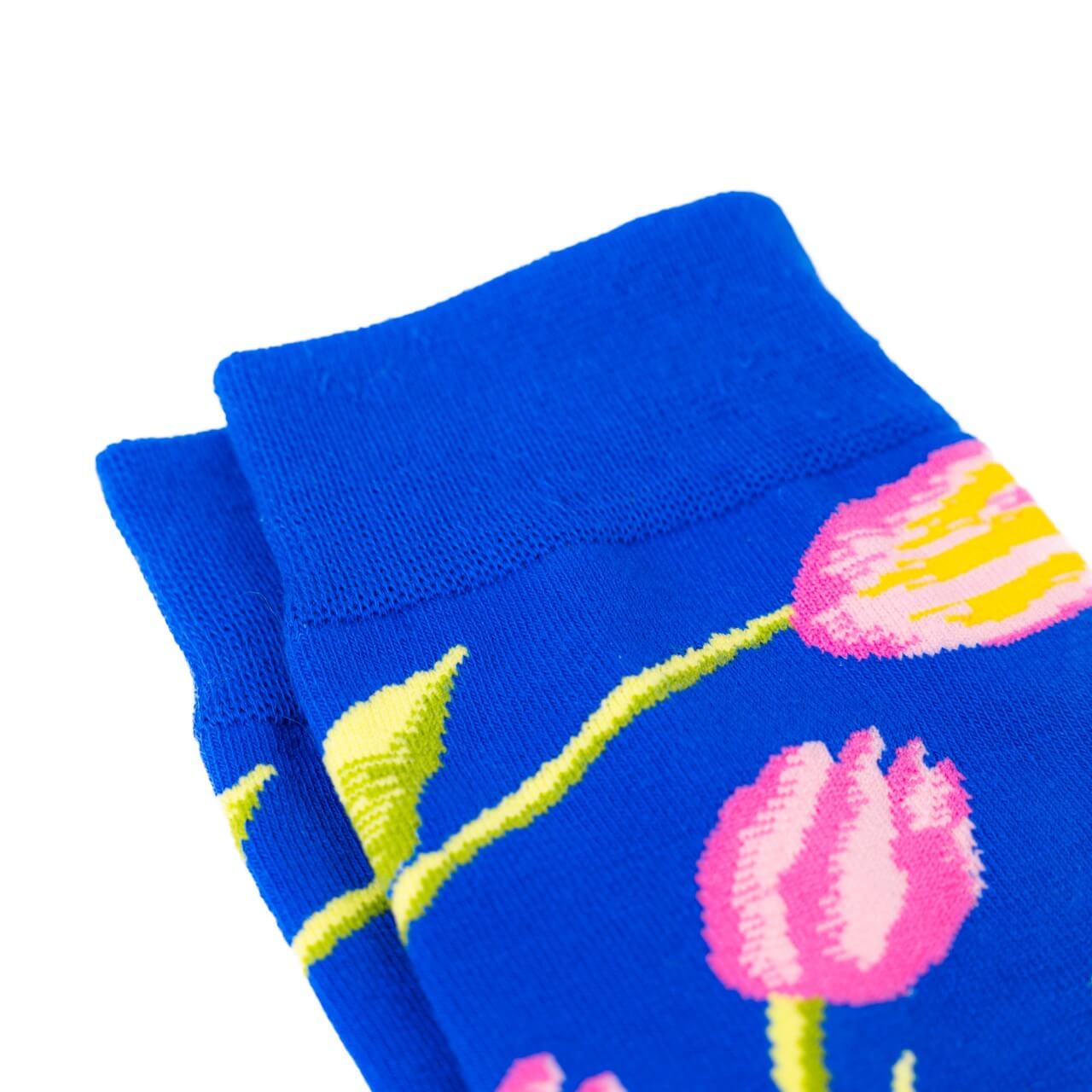 Men's Navy Blue Floral Tulip Fun Colorful Dress Socks – Nimble Made