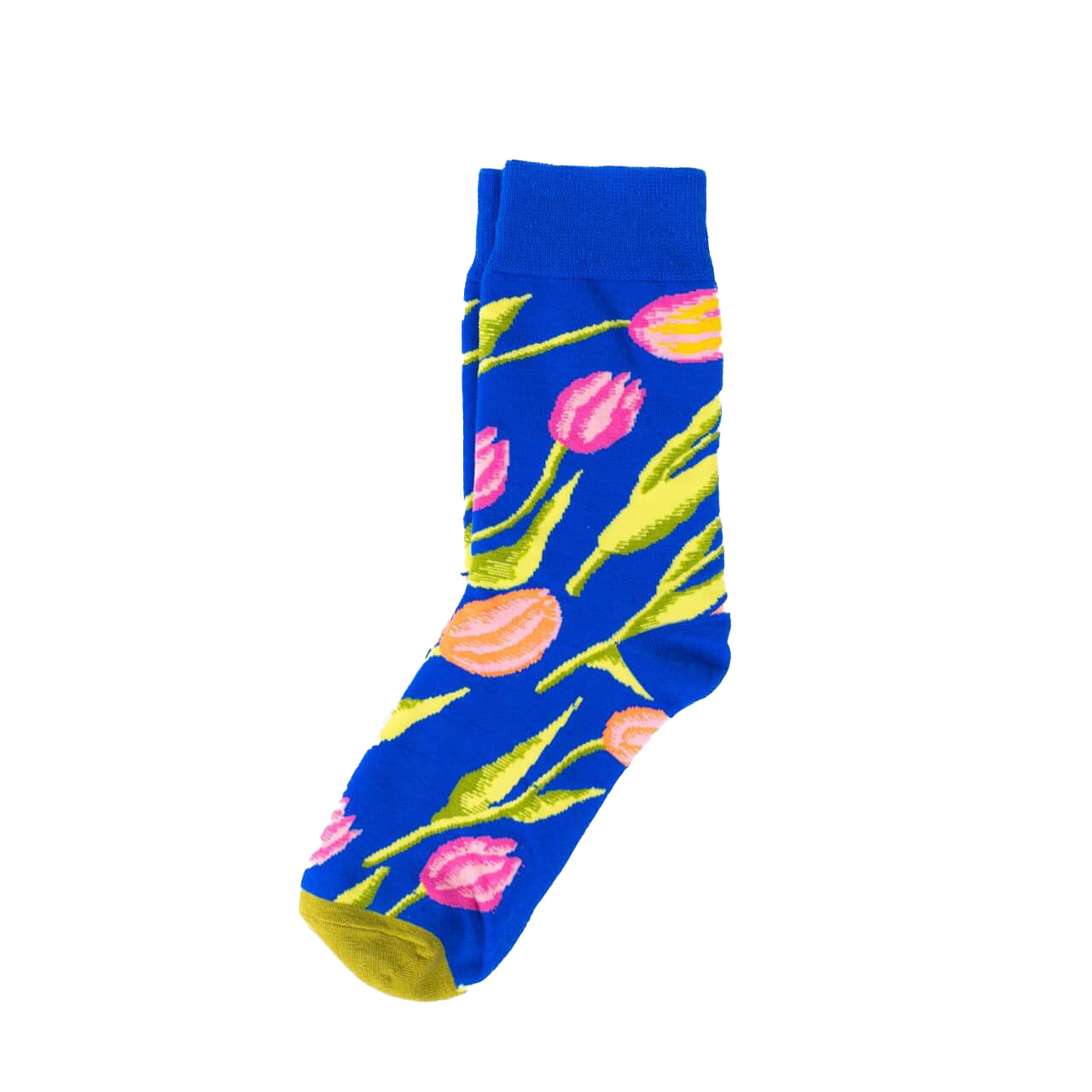 Navy Blue Floral Tulip Fun Dress Socks