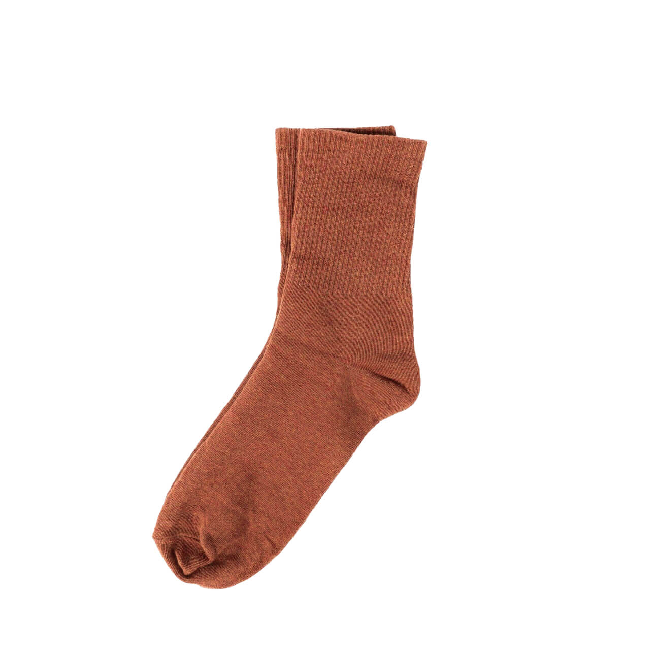 Solid Red Ribbed Casual Crew Socks