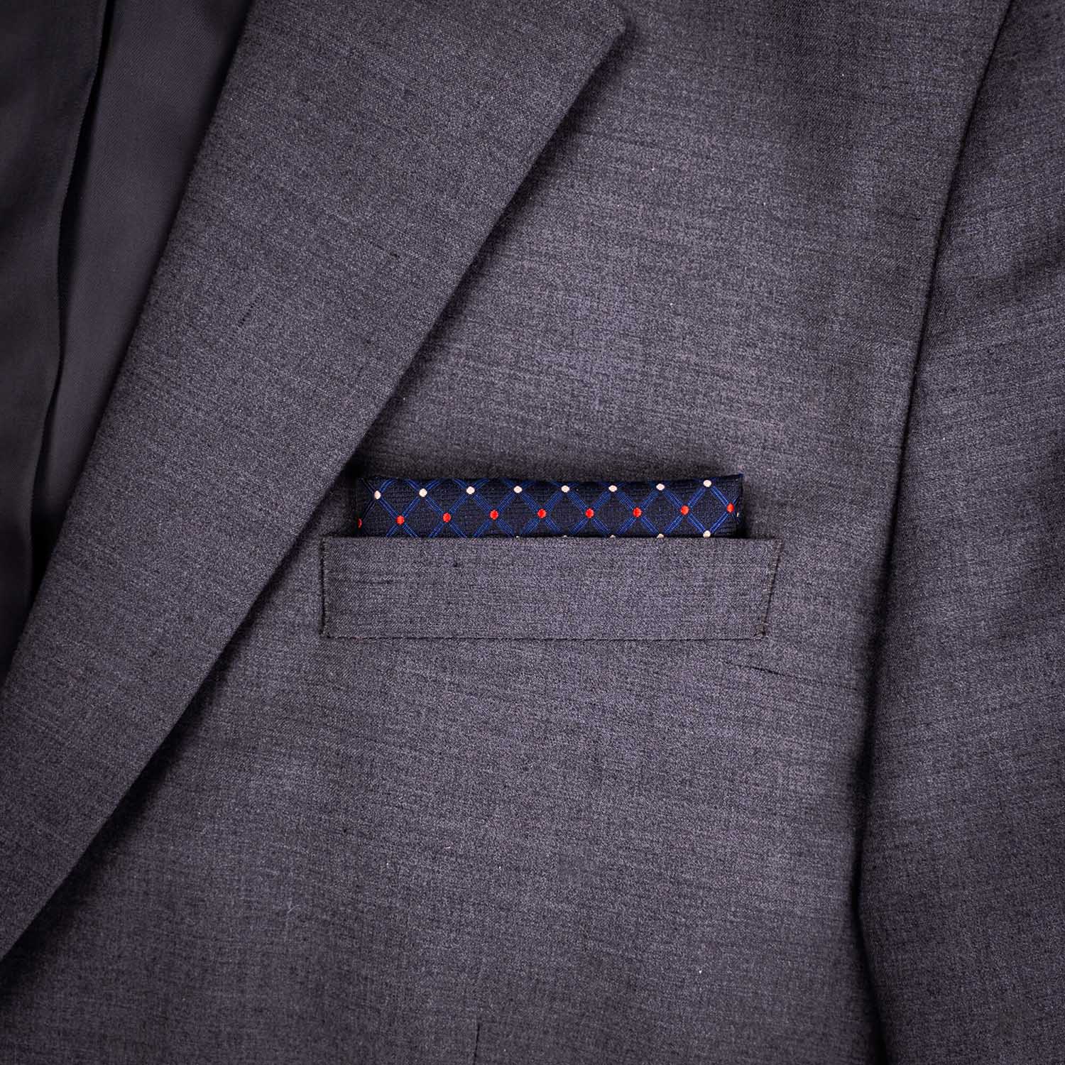 Blue suit pocket square