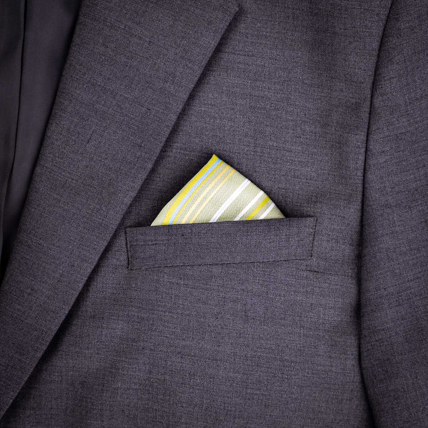 Green silk lime pattern pocket square