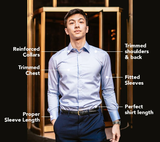 mens slim fit dress shirt infographic