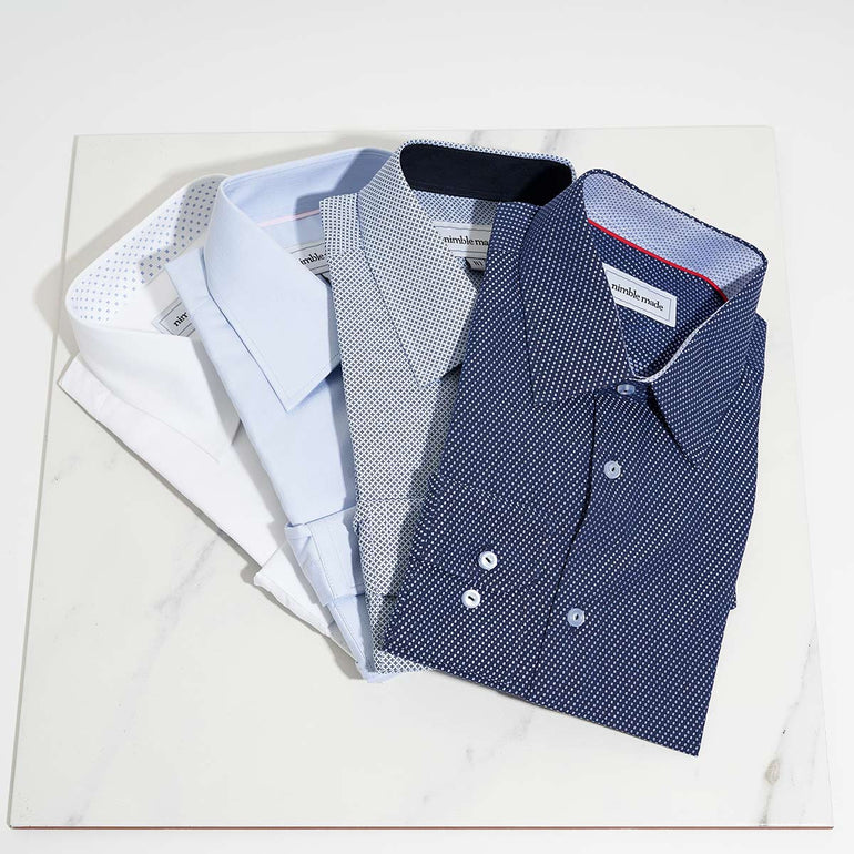 Men's Long Sleeve Print Dark Blue Dress Shirt