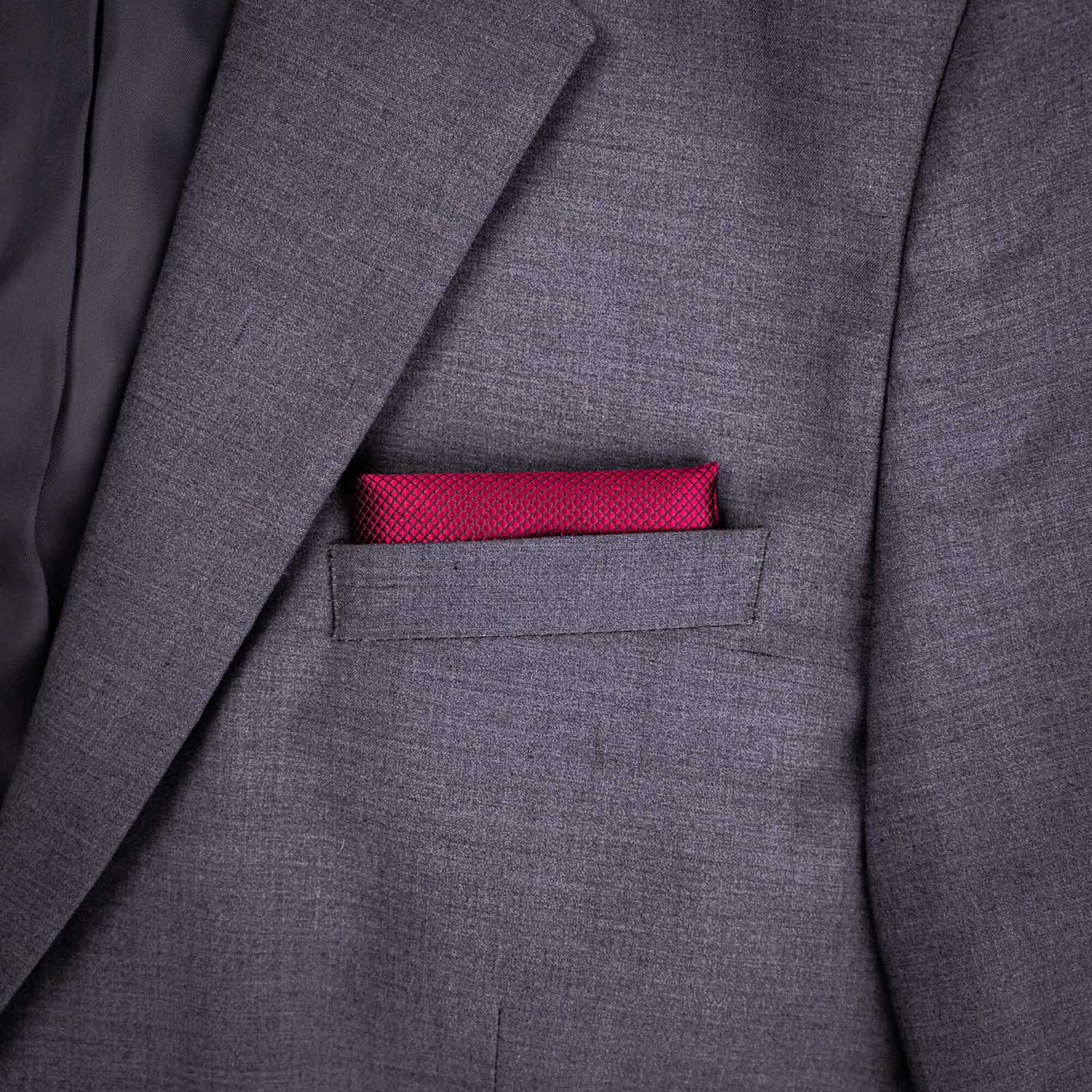 Red silk black red pocket square