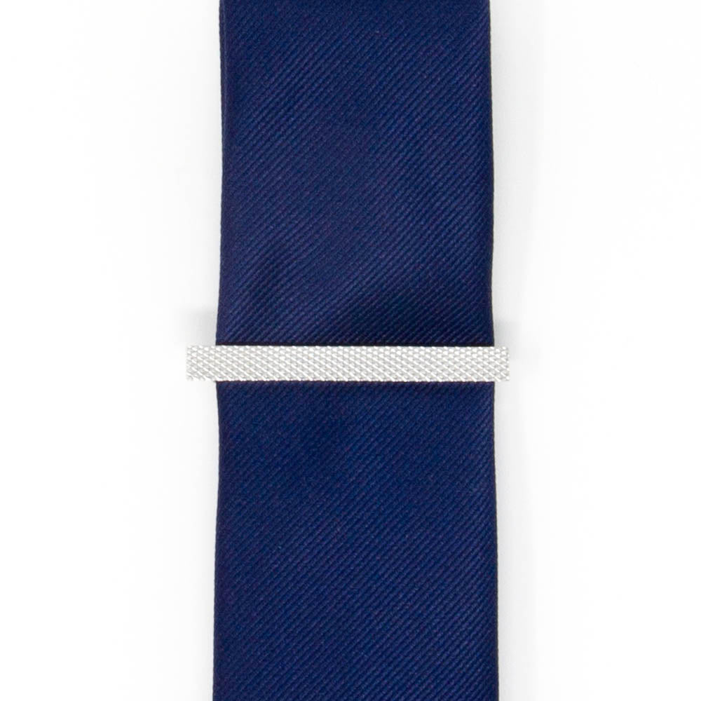 Silver Textured Tie Clip
