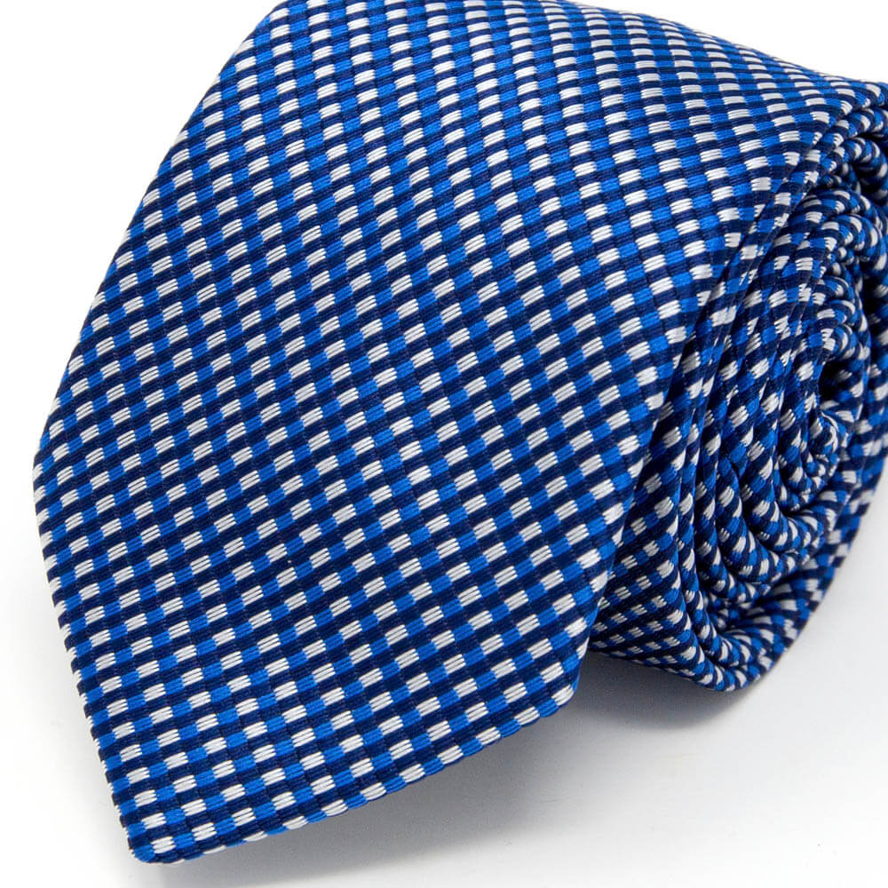 Navy Blue and White Pattern Tie