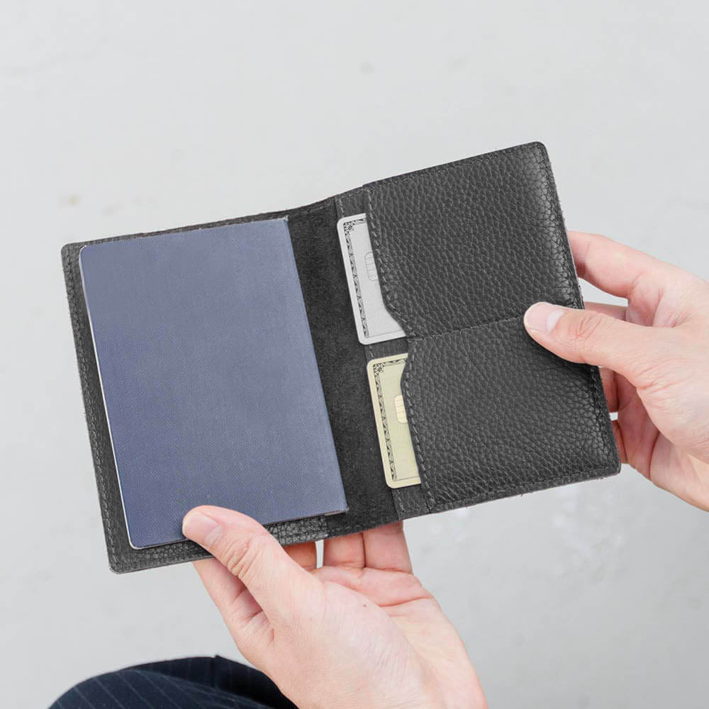 Black Leather Passport Cover