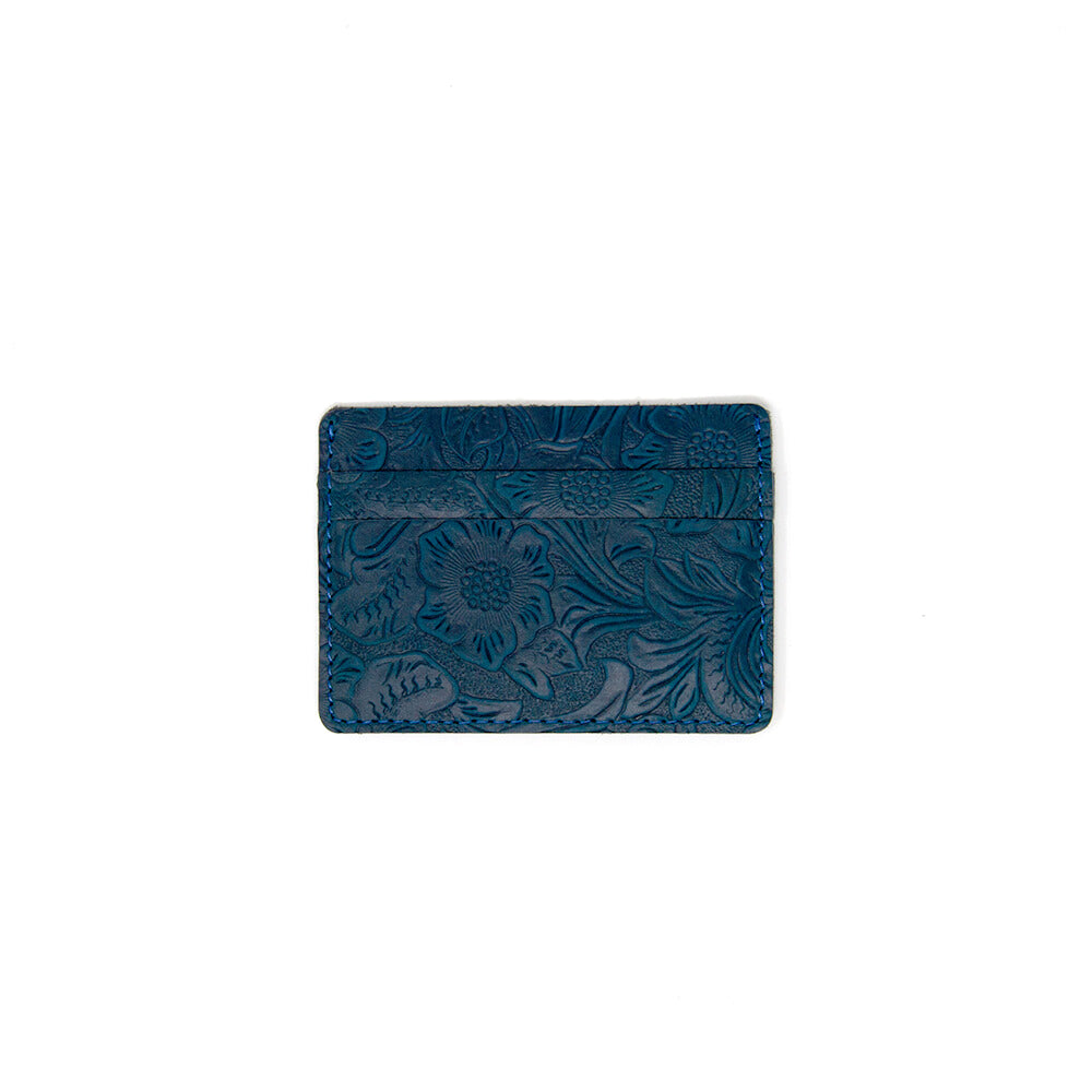Floral Blue Men's Slim Leather Wallet
