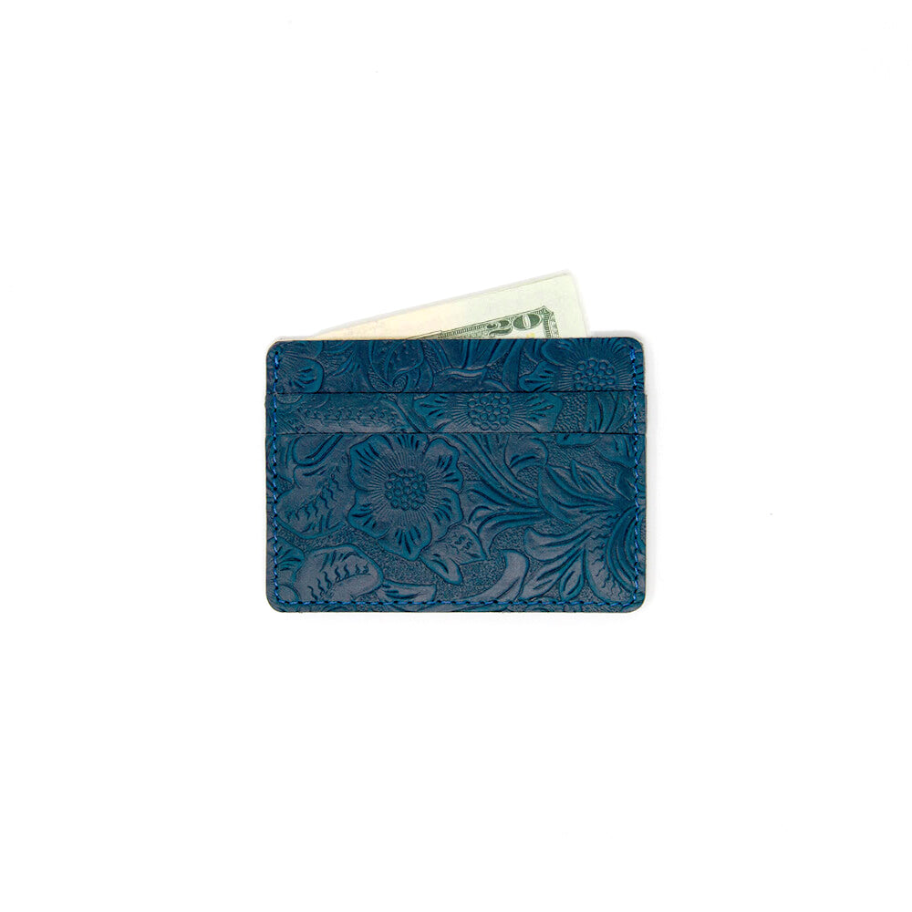 Floral Blue Men's Slim Leather Wallet