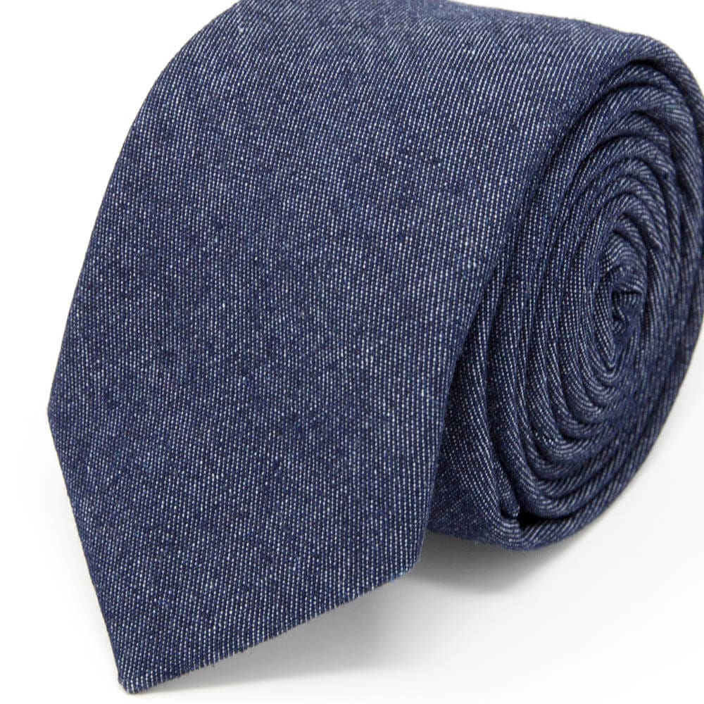 Navy Denim Cotton Tie