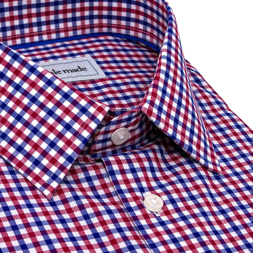 Blue & Red Check Button Up Dress Shirt