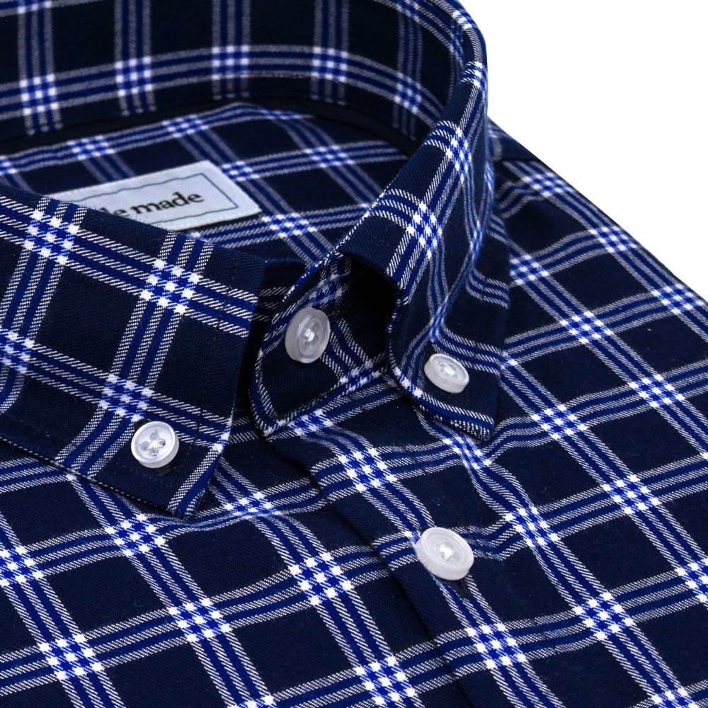 Blue and White Flannel Button Down Shirt | The Indigo