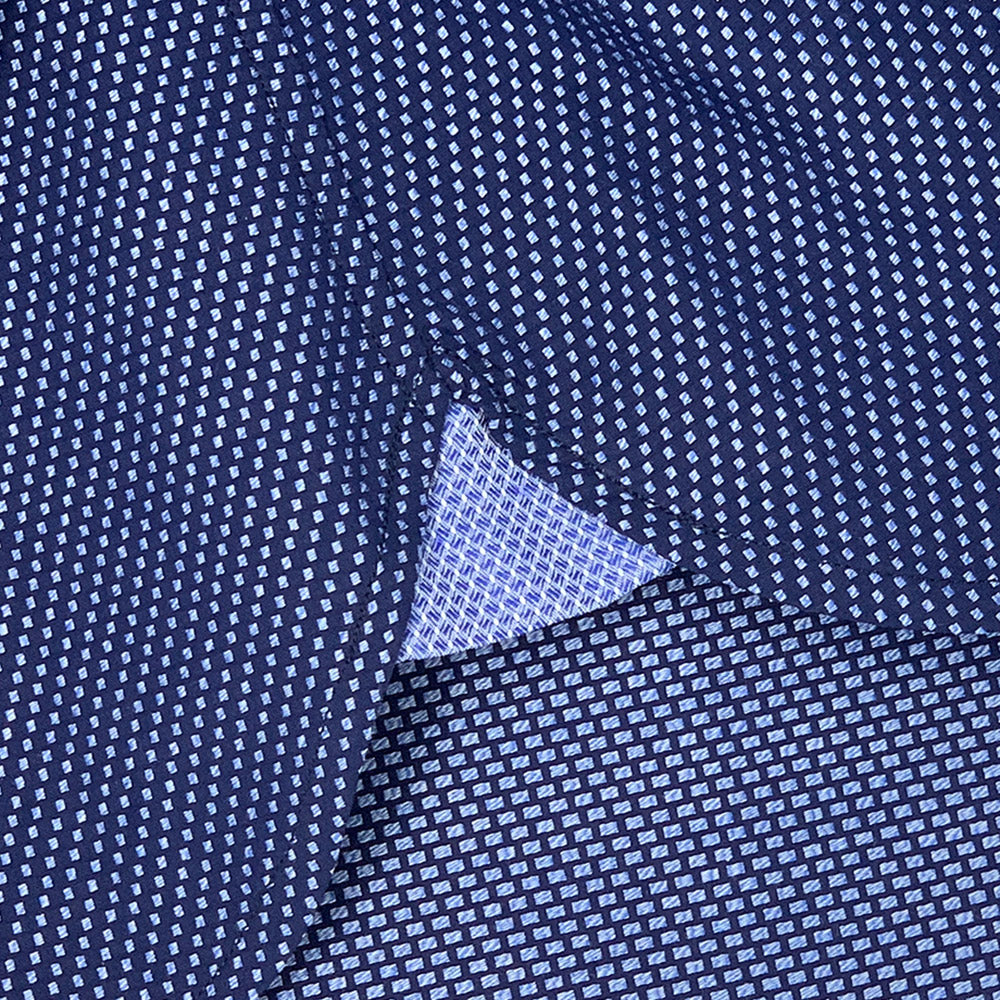 Navy Blue Textured Dress Shirt | The Goban