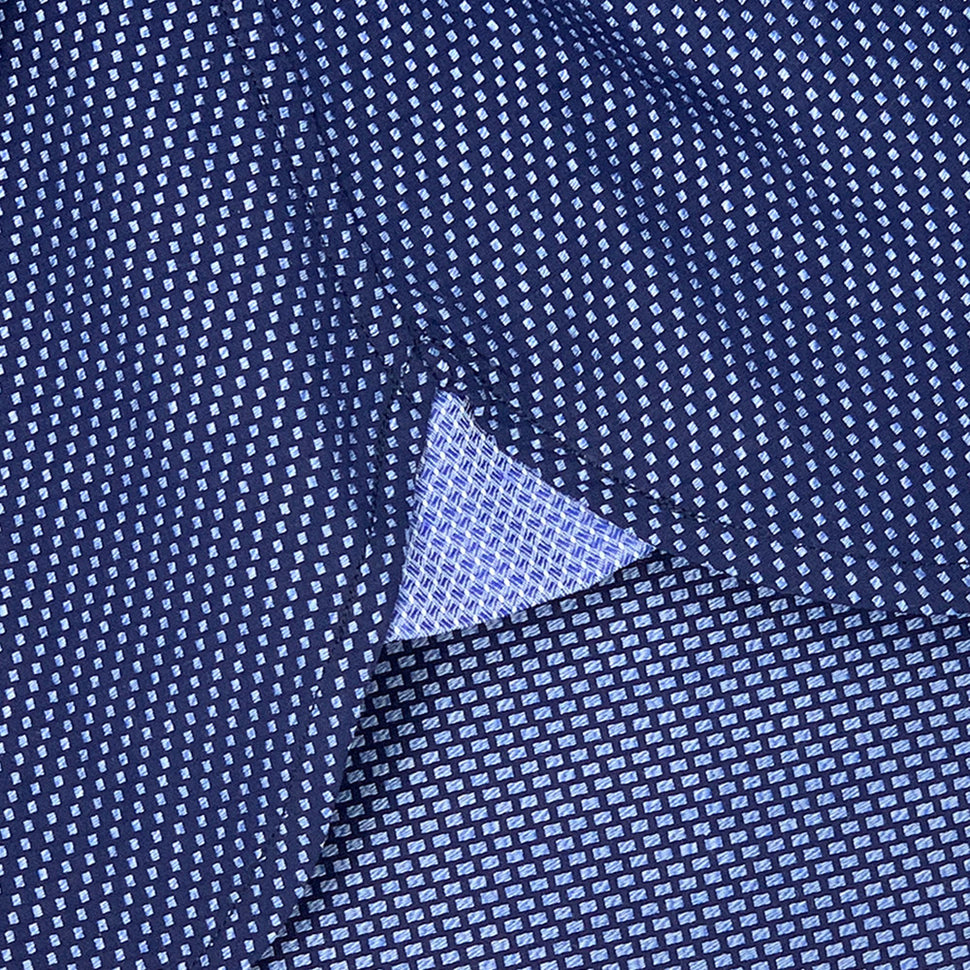 Men's Navy Blue Textured Dress Shirt - Slim Fit | Nimble Made
