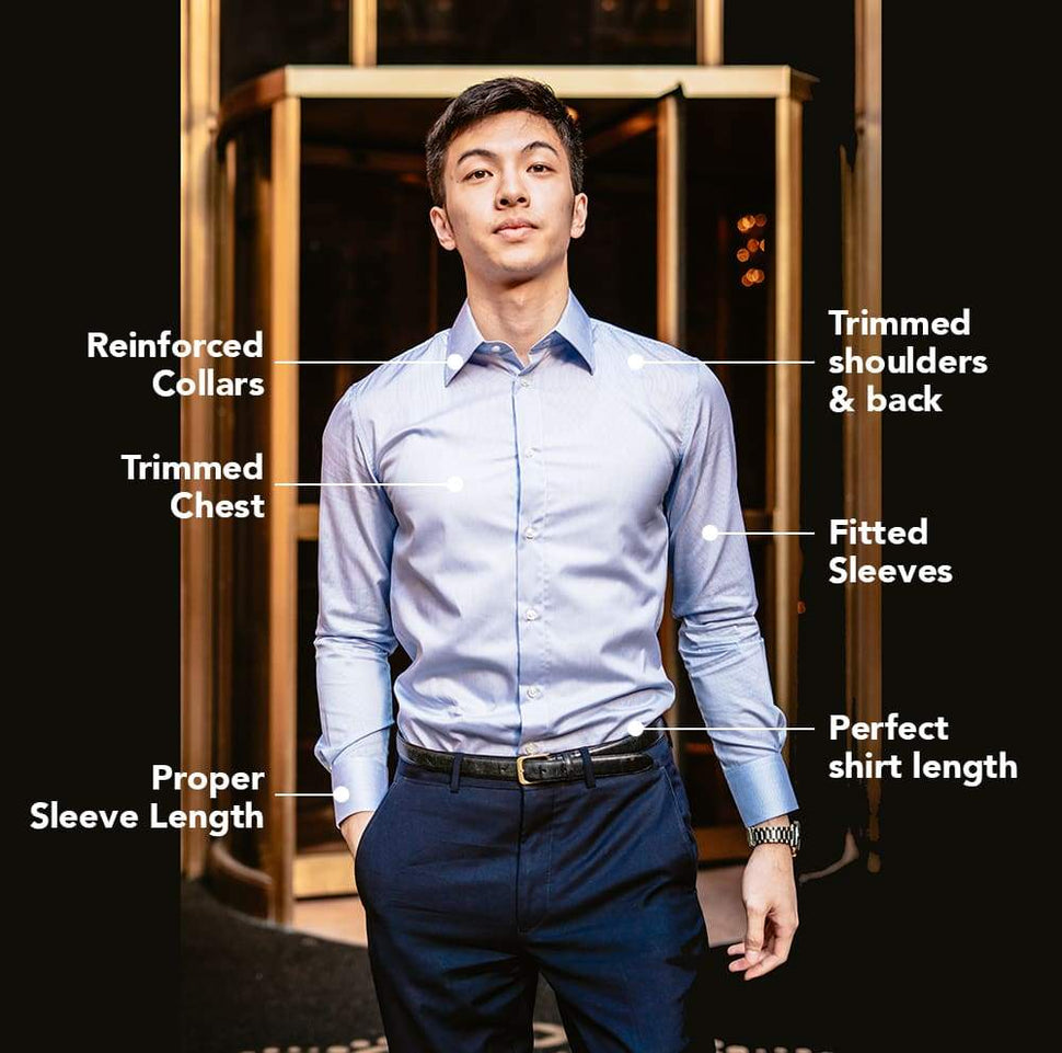 Men's Long Sleeve Print Dark Blue Dress Shirt