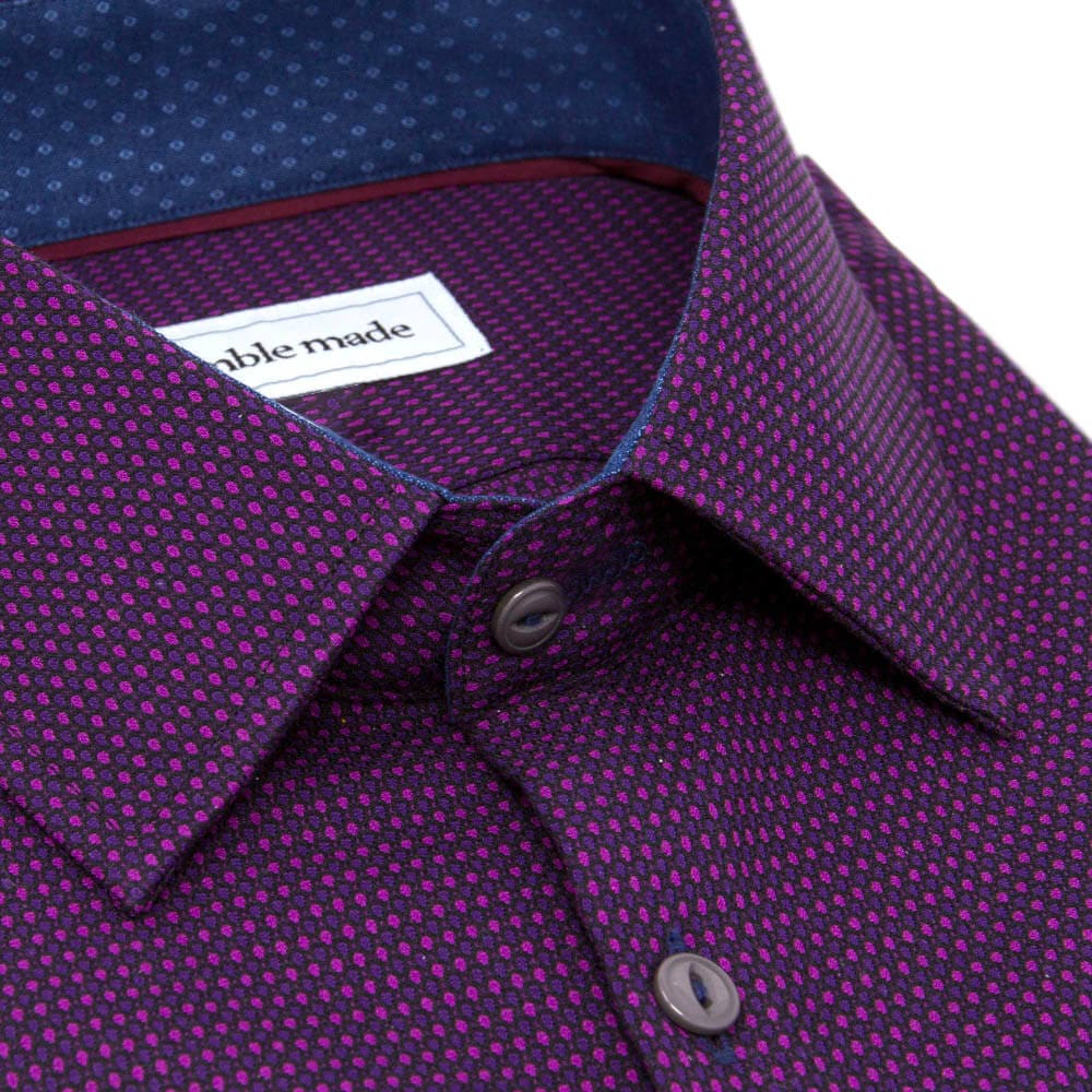 magenta dress shirt close up of fabric details